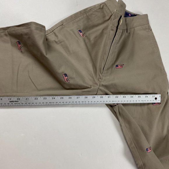 Vineyard Vines Micro Whale AOP Chino Club Pants Mens 30 Khaki Tan - Picture 15 of 16